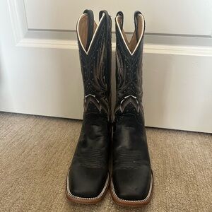 Shyanne black gold and white square toe boots